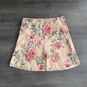 Tommy Hilfiger Cotton Skirt Sz 14 Tan Pink‎ Romantic Cottagecore Floral Coquette